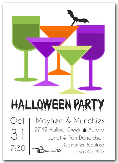 Colorful Cocktail Bar Halloween Party Invitations