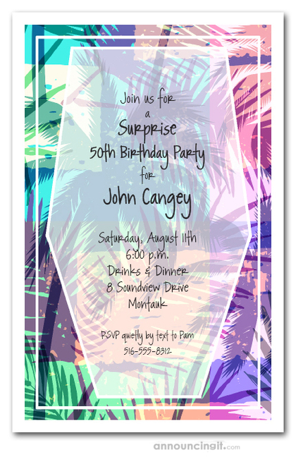Colorful Palm Trees Party Invitations