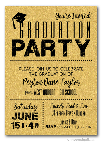 Shimmery Gold Dotted Graduation Invitations
