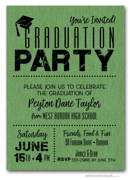 Shimmery Green Dotted Graduation Invitations