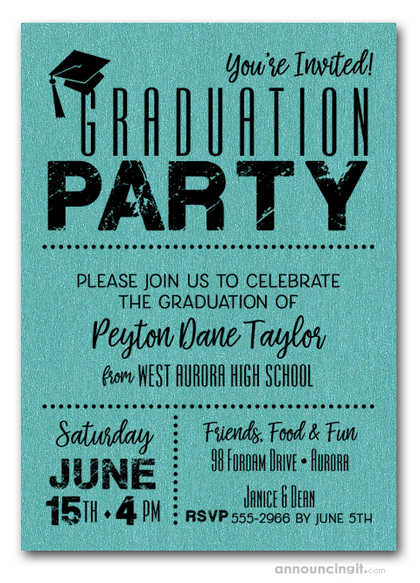 Shimmery Teal Dotted Graduation