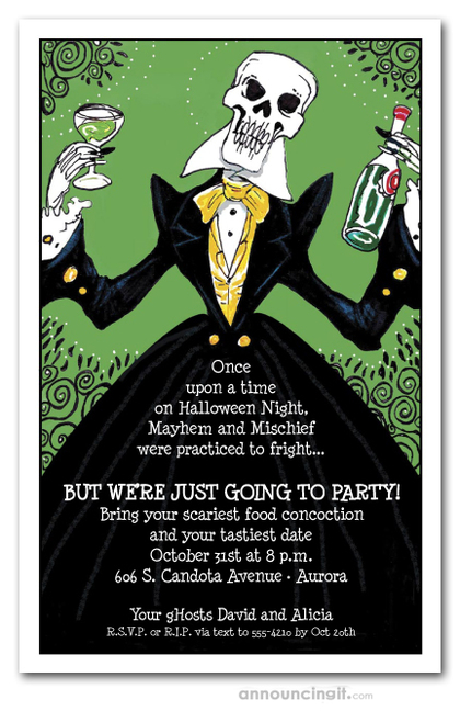 Elegant Skeleton Halloween Invitations