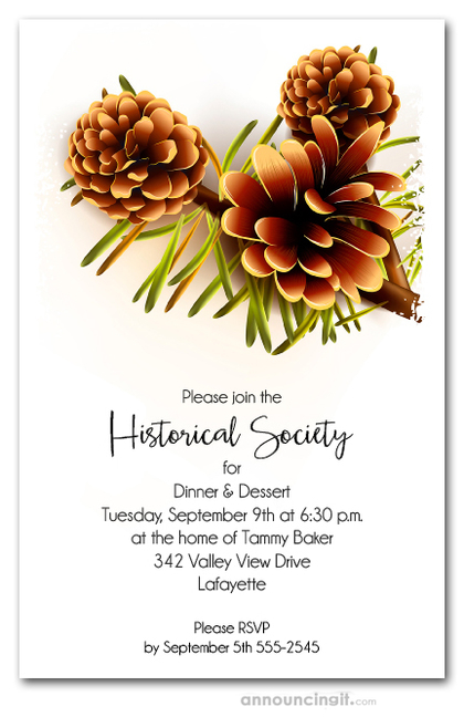 Pine Cones Fall Party Invitations