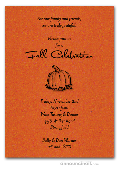 Pumpkin on Shimmery Orange Invitations