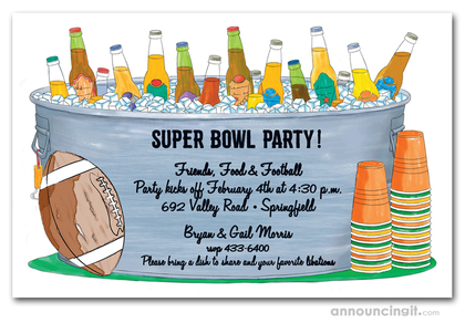 Super Bowl Bucket of Bottles Invitations