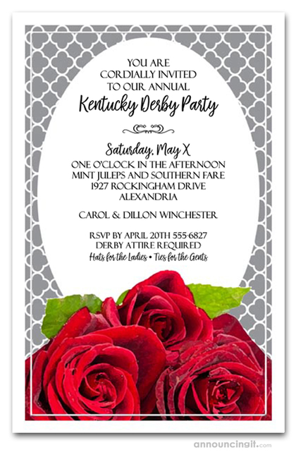 Fresh Red Roses Kentucky Derby Invitations