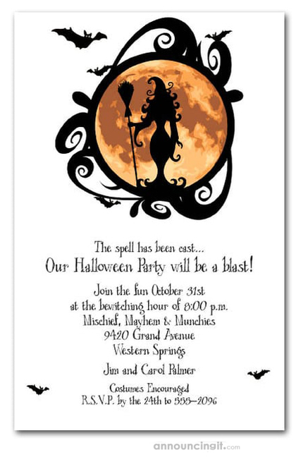Full Moon Witching Hour Halloween Invites