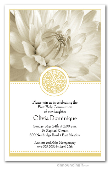 Golden Elegance Communion Invitations