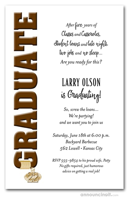 Tassel Charm & Brown Graduation Invitations