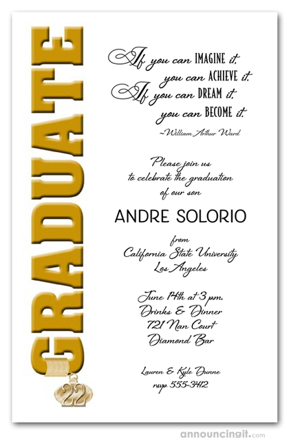 Tassel Charm and Gold Graduation Invitations