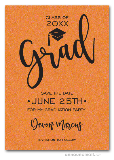 Simple Grad Shimmery Orange Save the Date Cards