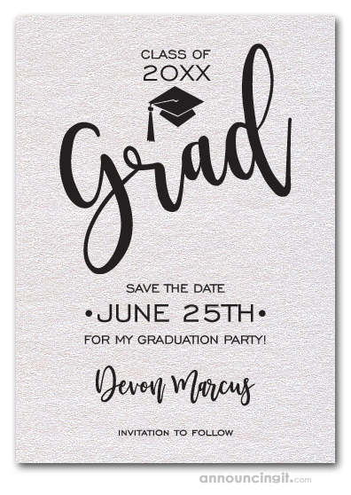 Simple Grad Shimmery White Save the Date Cards