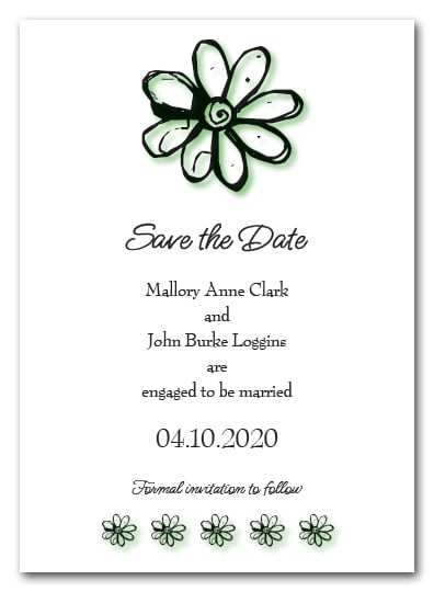 Green Daisy Save the Date