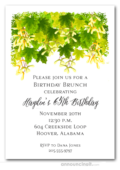 Green Foliage Party Invitations