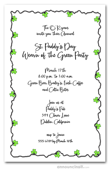 Shamrocks String of Lights Party Invitations