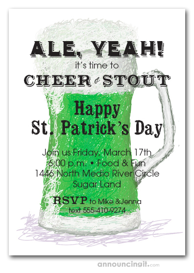 Green Draft Beer St. Patrick's Day Invites