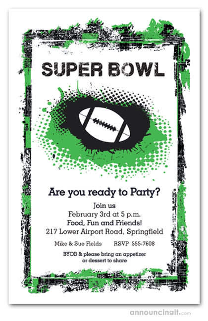 Grunge Football Super Bowl Invitations