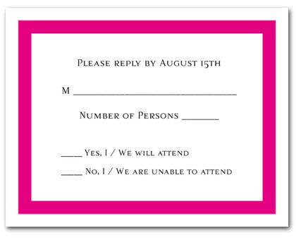 RSVP Cards Hot Pink 5P