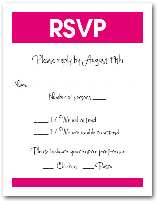 White & Hot Pink RSVP Card #3