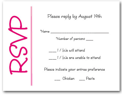Hot Pink on White RSVP Cards #6