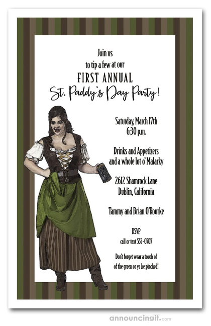 Barmaid St. Patrick's Day Invitations