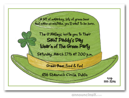 Irish Derby Hat St. Patrick's Day Invites