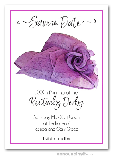 Lavender Floral Hat Kentucky Derby Save the Date Cards
