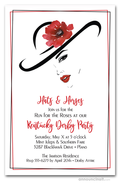 Large Hat Lady's Silhouette Party Invitations