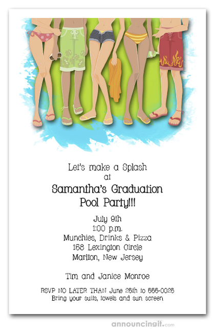 Legs Swimming Graduation Party Invitations