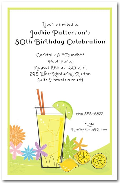 Lemonade Glass Party Invitations