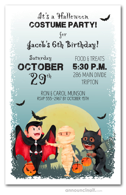 Little Trick or Treaters Halloween Invitations