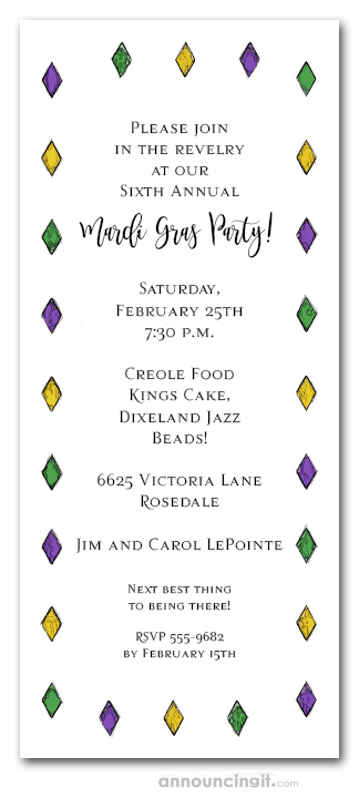 Mardi Gras Diamond Tiles Invitations