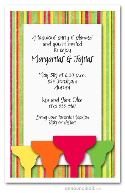 Margaritas on Bright Stripes Invitations