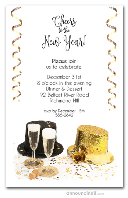 Top Hats New Year's Eve Invitations