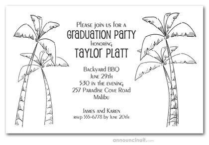 Newport Chic Palm Trees Graduation Party Invitations