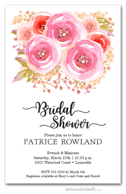 Open Roses Bridal Shower Invitations