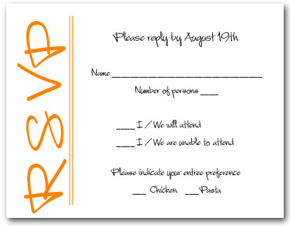 Orange on White RSVP Cards #6