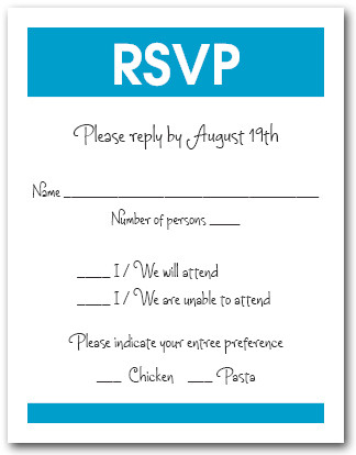 White & Peacock Blue RSVP Card #3