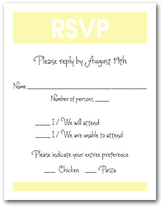 White & Pale Yellow RSVP Card #3