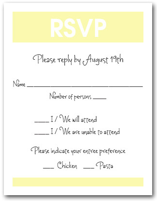 White & Pale Yellow RSVP Card #3