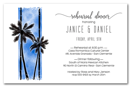 Palm Trees on Blue Party Invitations