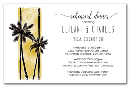 Palm Trees on Gold Invitations