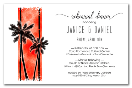 Palm Trees on Orange Invitations