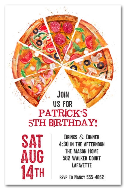 Pizza Pie Slices Party Invitations