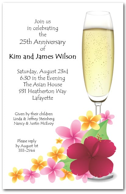 Plumeria & Champagne Party Invitations