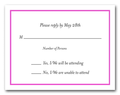 Bright Pink Border RSVP Card #8