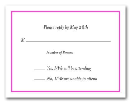 Bright Pink Border RSVP Card #8