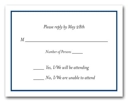 Deep Marine Blue Border RSVP Card #8