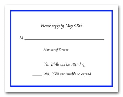 Royal Blue Border RSVP Card #8