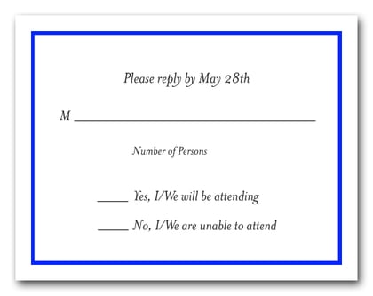 Royal Blue Border RSVP Card #8